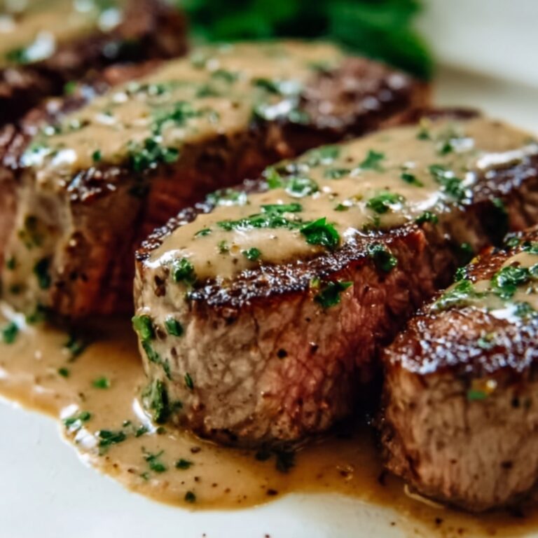 Juicy Steak with Creamy Garlic Sauce Recipe