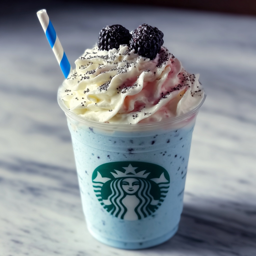 Vanilla Bean Frappuccino with a Blue Raspberry Surprise Recipe - Recipe Image