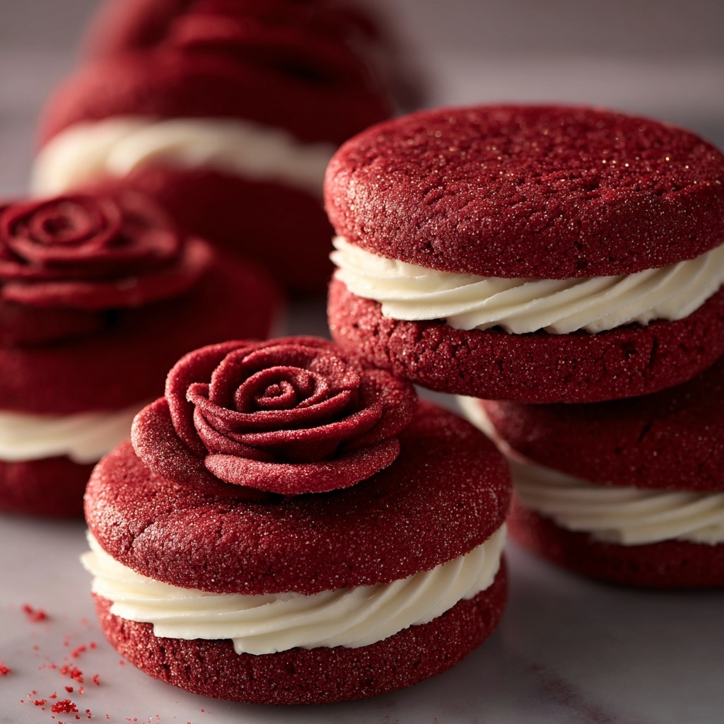 Red Velvet Rose Sandwich Cookies Recipe - Recipe Image