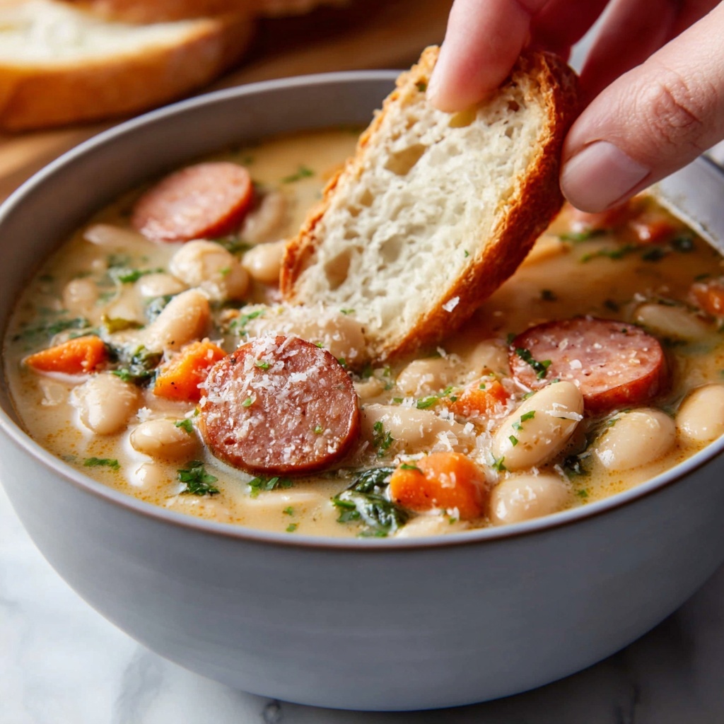 Creamy Bean and Kielbasa Soup Recipe - Recipe Image