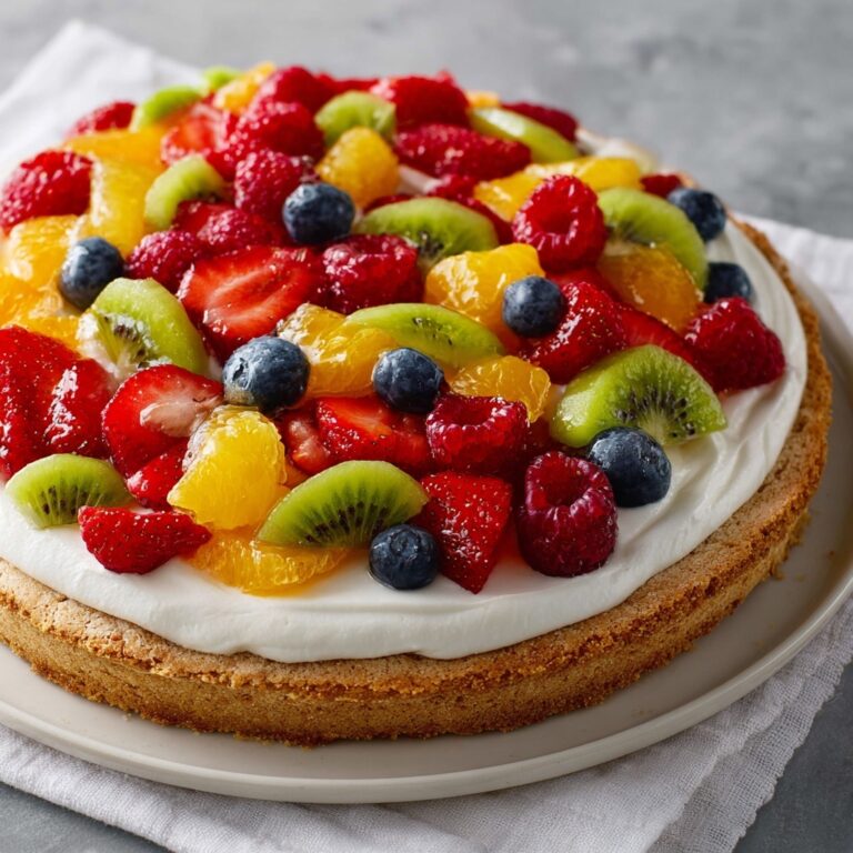 Colorful Fruit Pizza with Cookie Crust and Cream Cheese Frosting Recipe