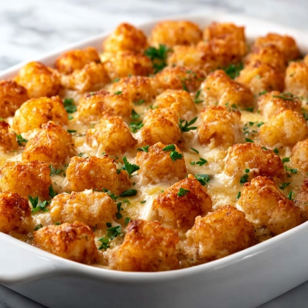 Cheddar Ranch Chicken Tater Tot Bake Recipe - Recipe Image