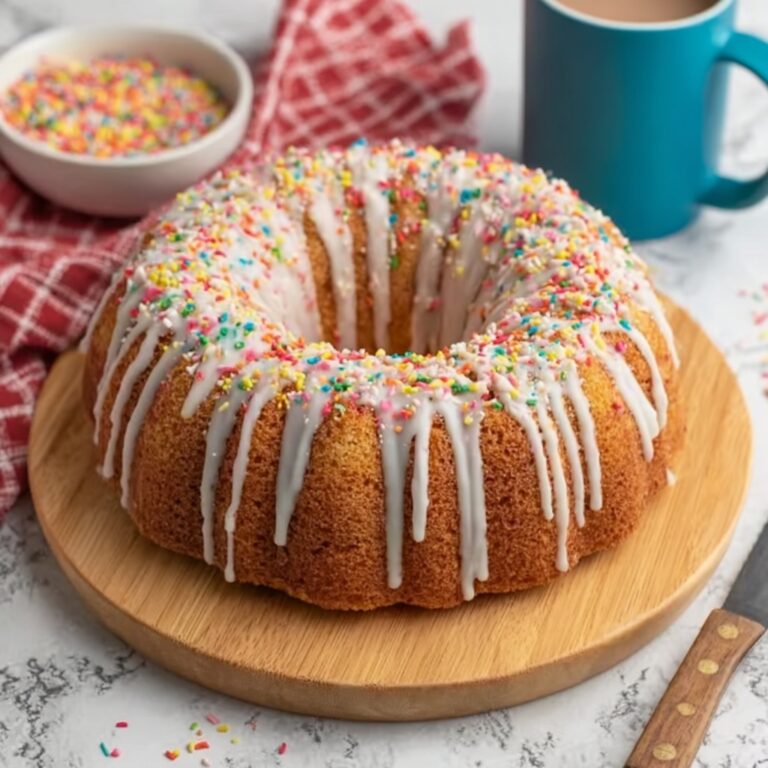 Funfetti Bundt Cake with Rainbow Sprinkles and White Chocolate Pudding Recipe