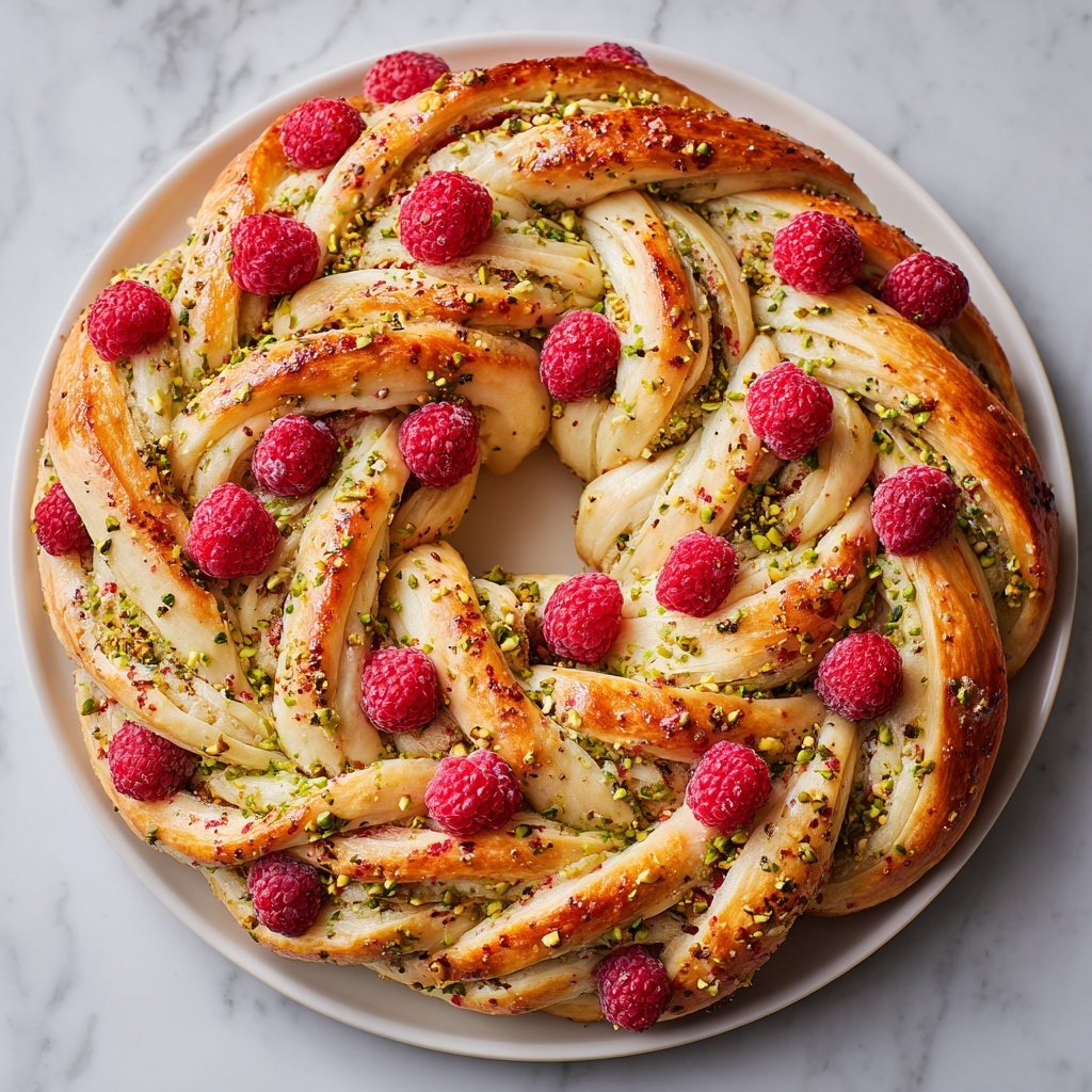 Raspberry and Pistachio Wreath Recipe - Recipe Image