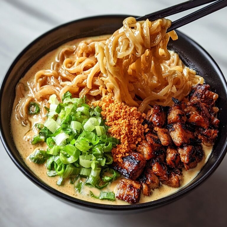 Fiery Chicken Ramen with Creamy Garlic Sauce Recipe