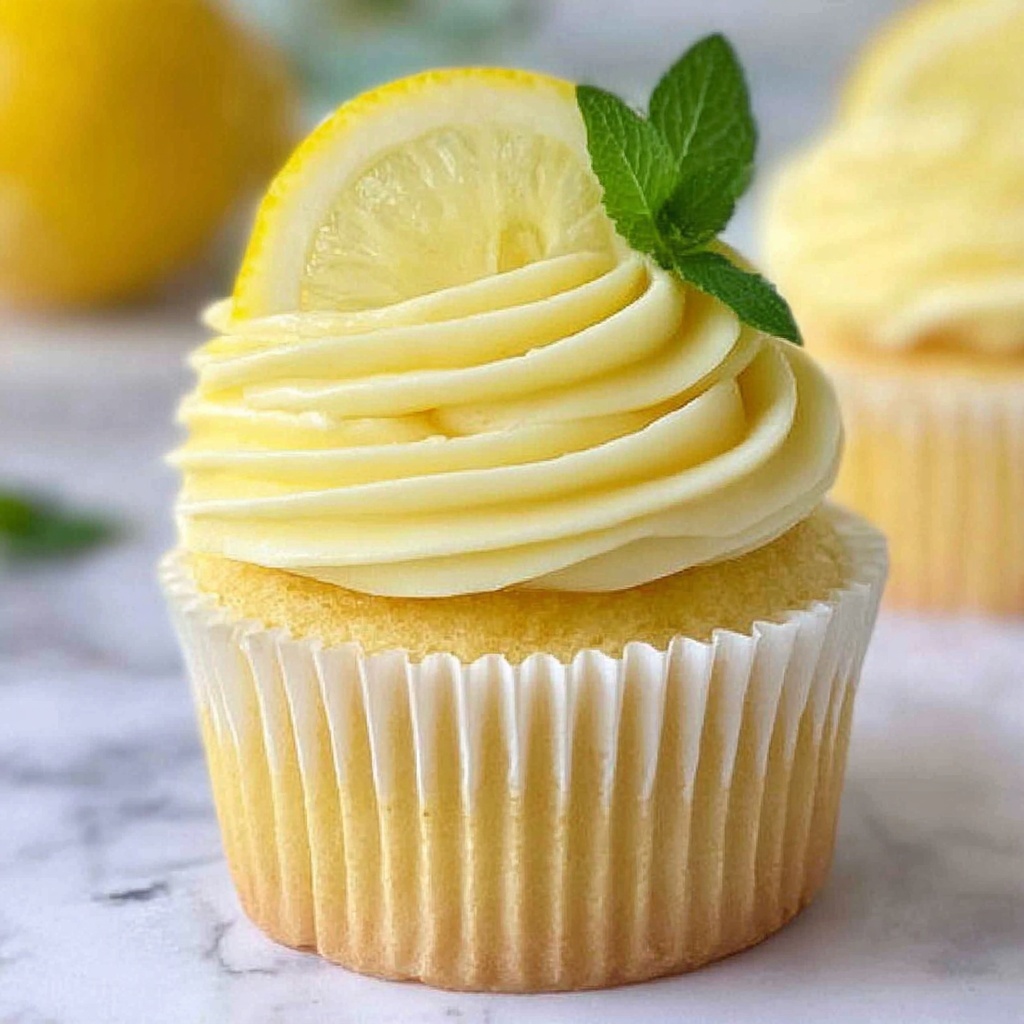 Cheesecake Stuffed Lemon Cupcakes with Lemon Frosting Recipe - Recipe Image