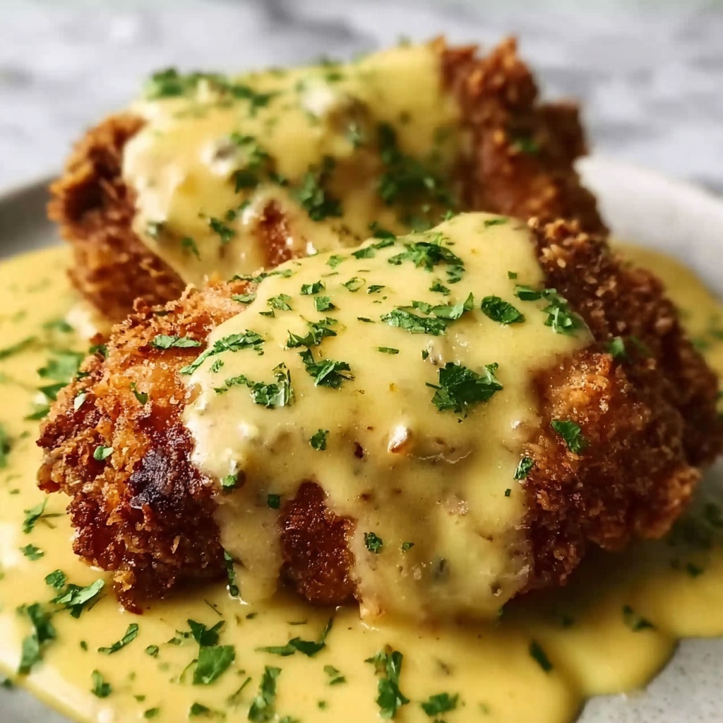 Pretzel-Crusted Chicken with Mustard Cheddar Sauce Recipe - Recipe Image