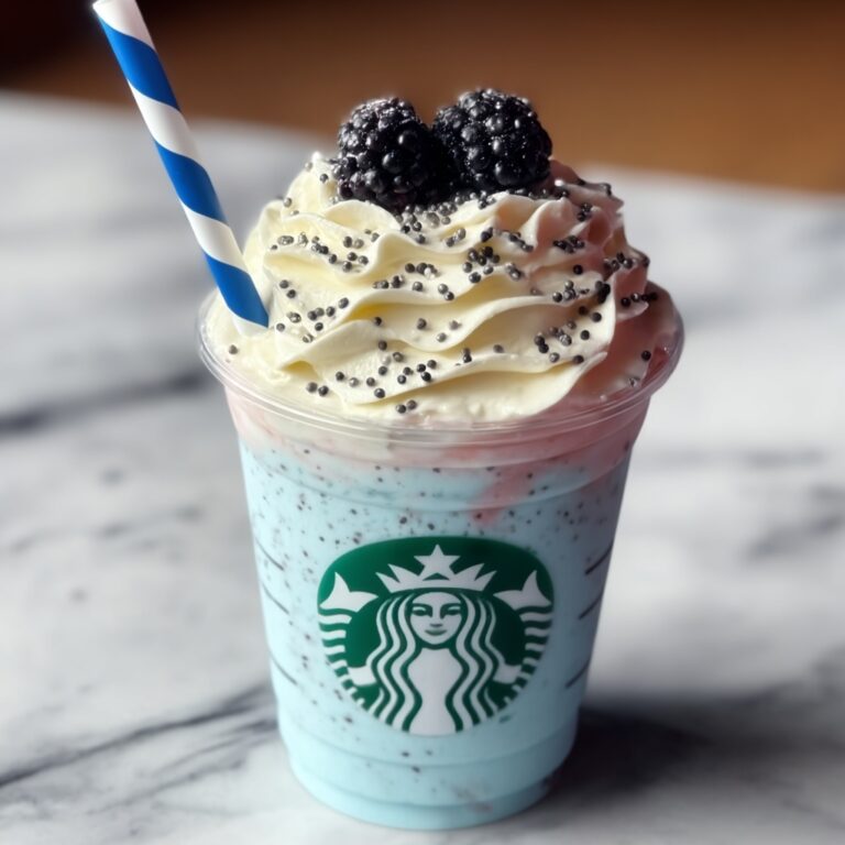 Vanilla Bean Frappuccino with a Blue Raspberry Surprise Recipe