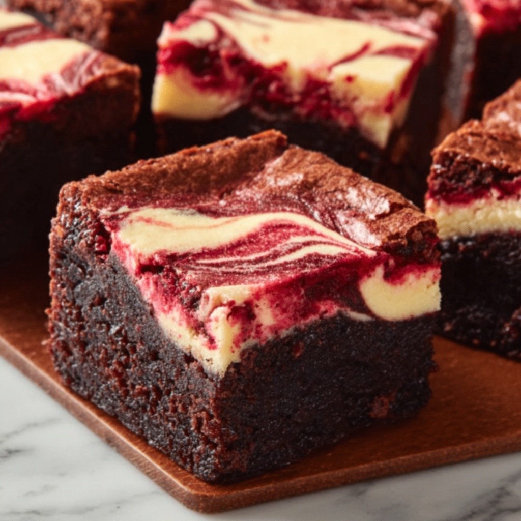 Red Velvet Brownies with Vanilla Cheesecake Swirl Recipe - Recipe Image