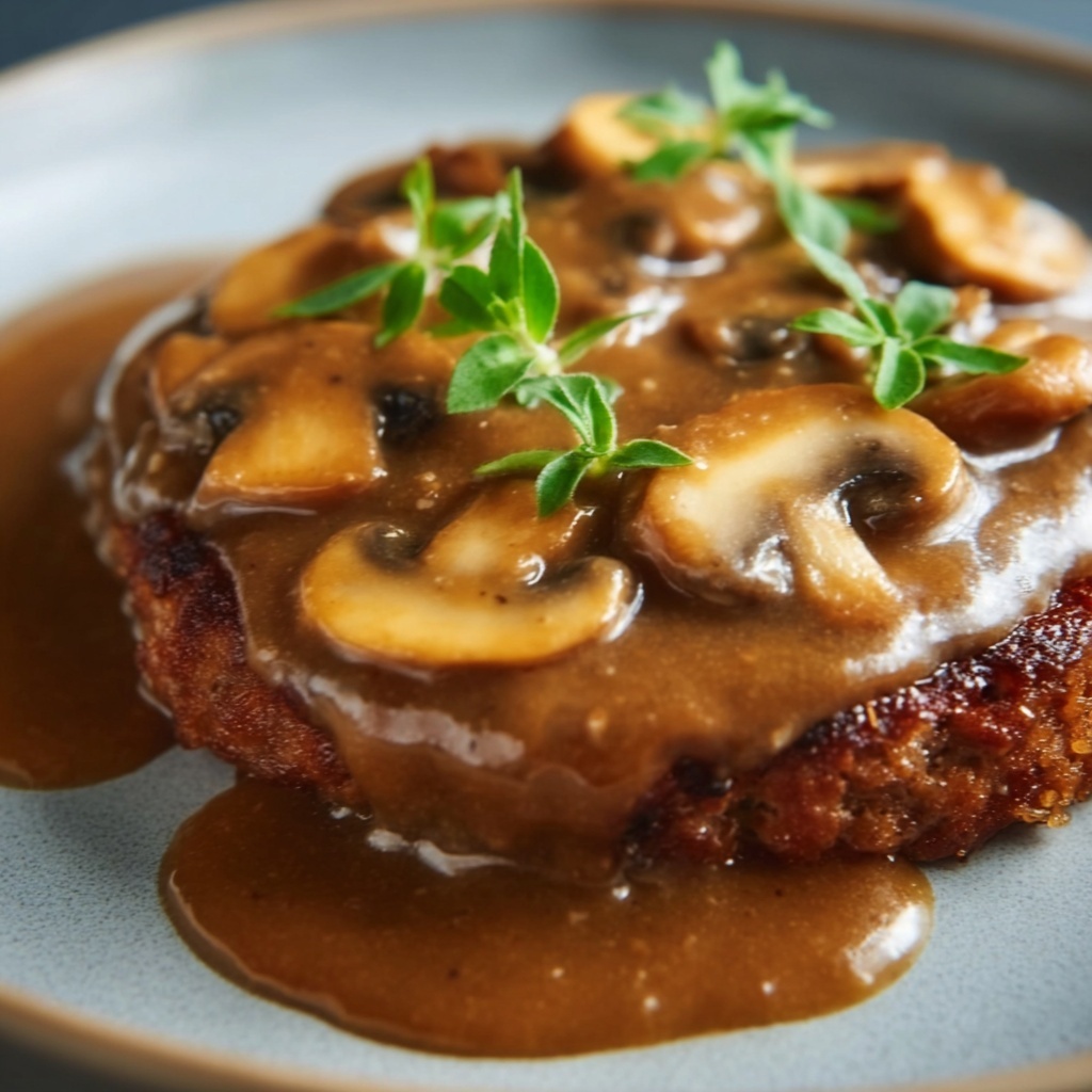 Bobby Flay's Salisbury Steak with Mushroom Gravy Recipe - Recipe Image