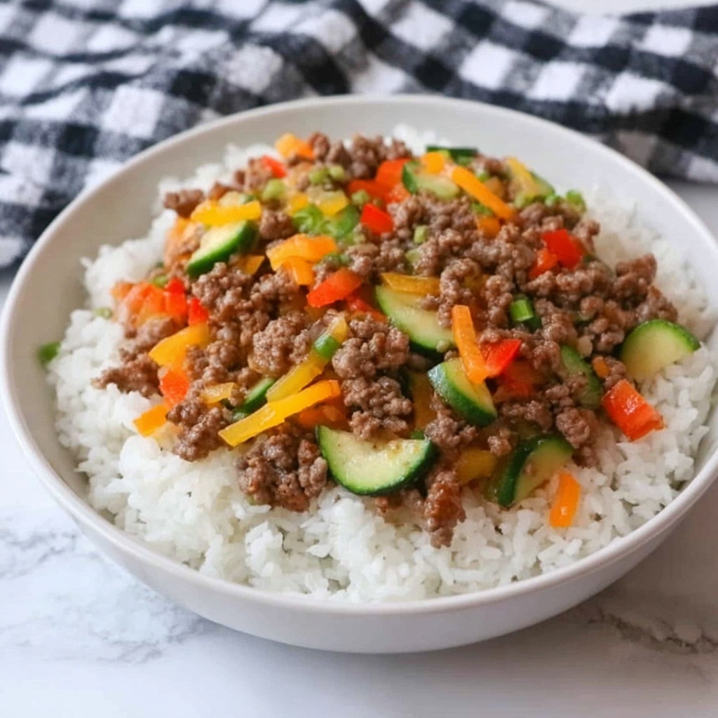 Ground Turkey Stir Fry with Vegetables and Jasmine Rice Recipe - Recipe Image