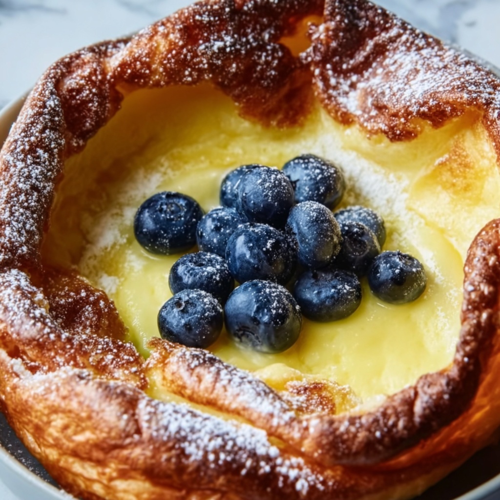 Dutch Babies with Lemon Curd and Blueberries Recipe - Recipe Image