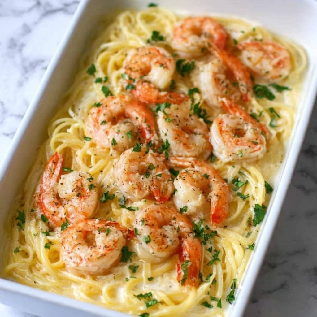 Baked Shrimp Scampi with Garlic, Lemon, and Parmesan Recipe - Recipe Image