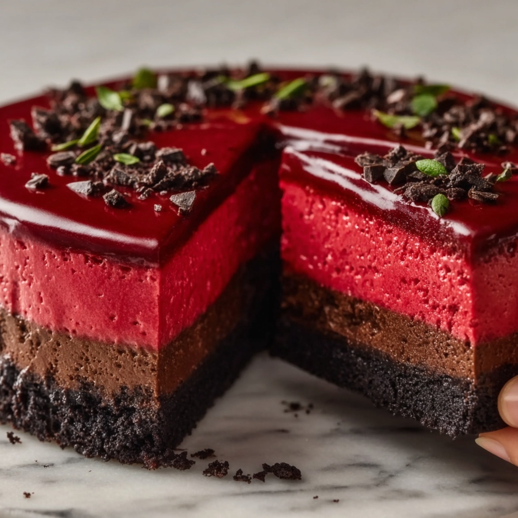 Red Velvet Cookie Dough Cheesecake Recipe - Recipe Image