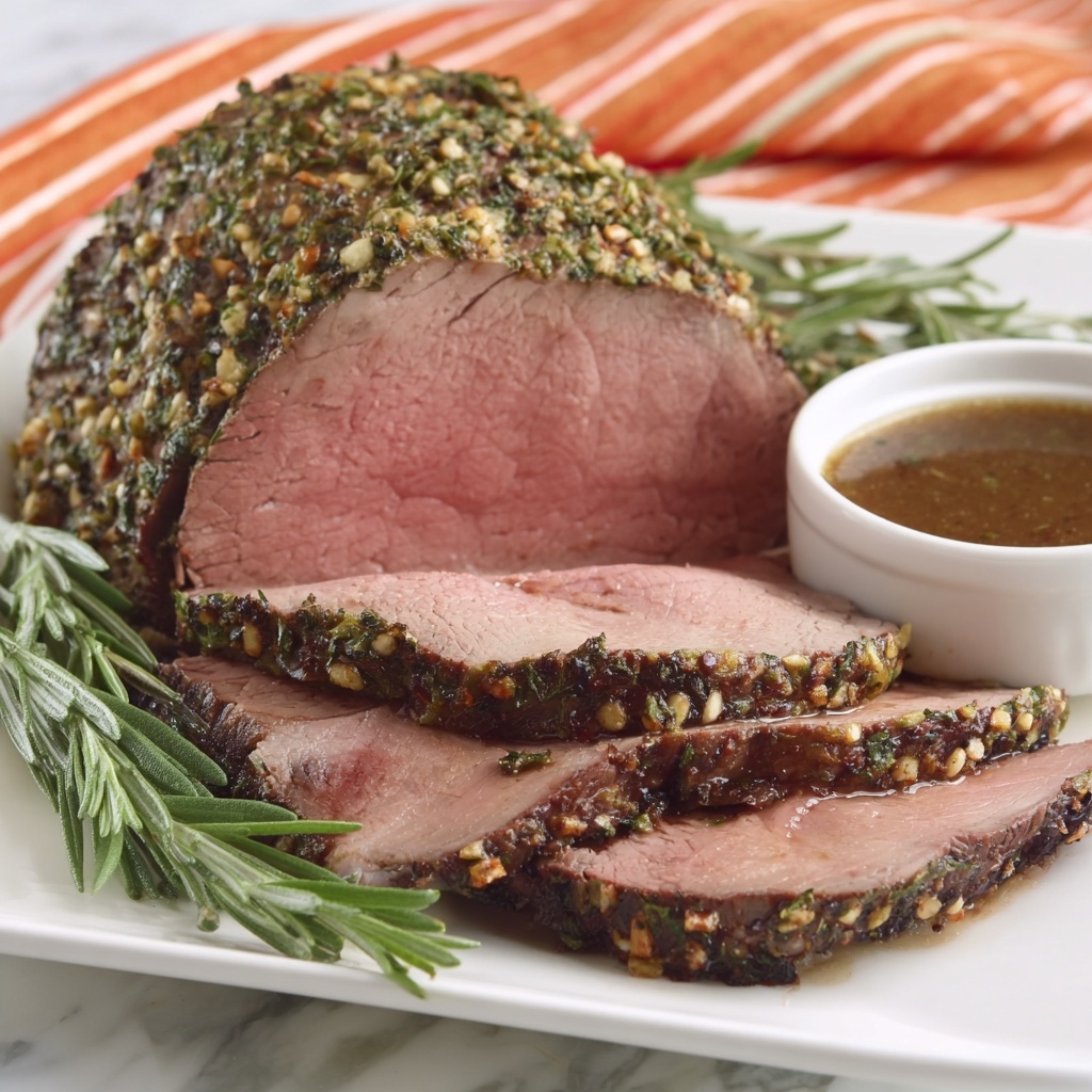 Herb-Crusted Sirloin Tip Roast with Fennel Brown Gravy Recipe - Recipe Image