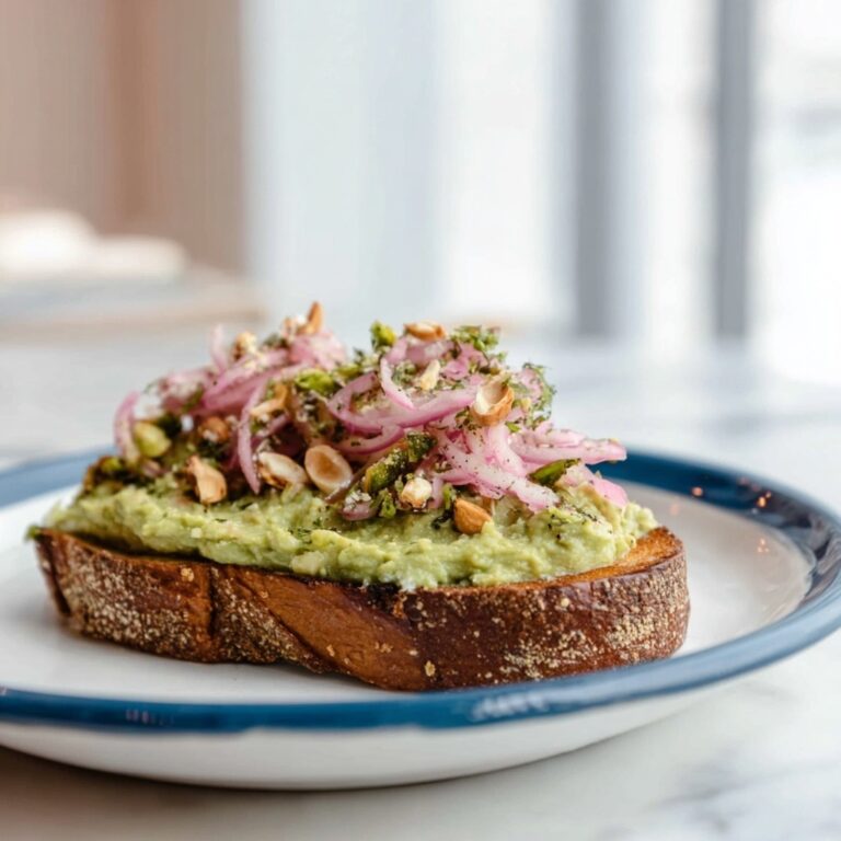 Cilantro Lime Edamame Toast with Pickled Onion Radish Salad Recipe