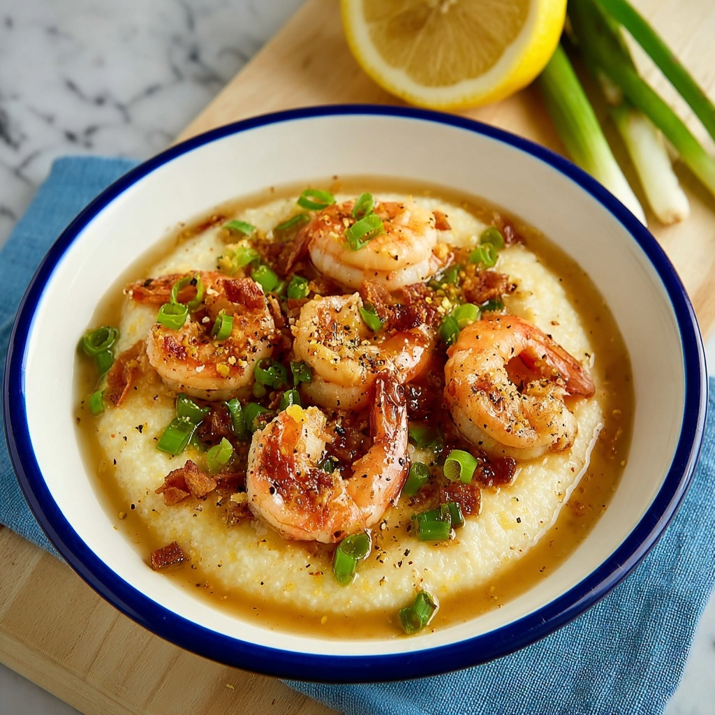 Shrimp and Grits with Bacon, Garlic, and Lemon Sauce Recipe - Recipe Image