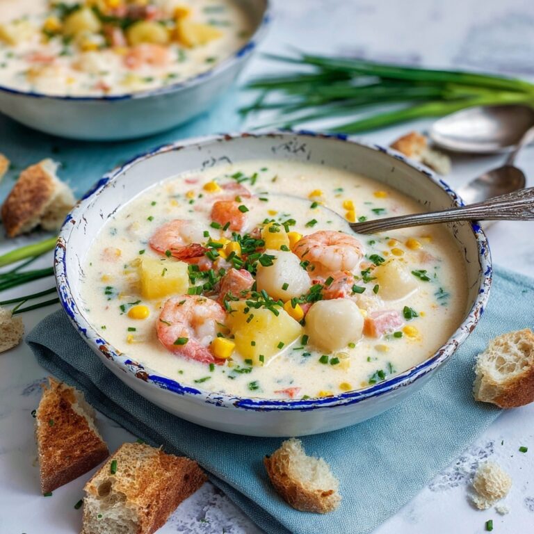 Seafood Chowder with Bacon, Potatoes, Corn, and Herbs Recipe