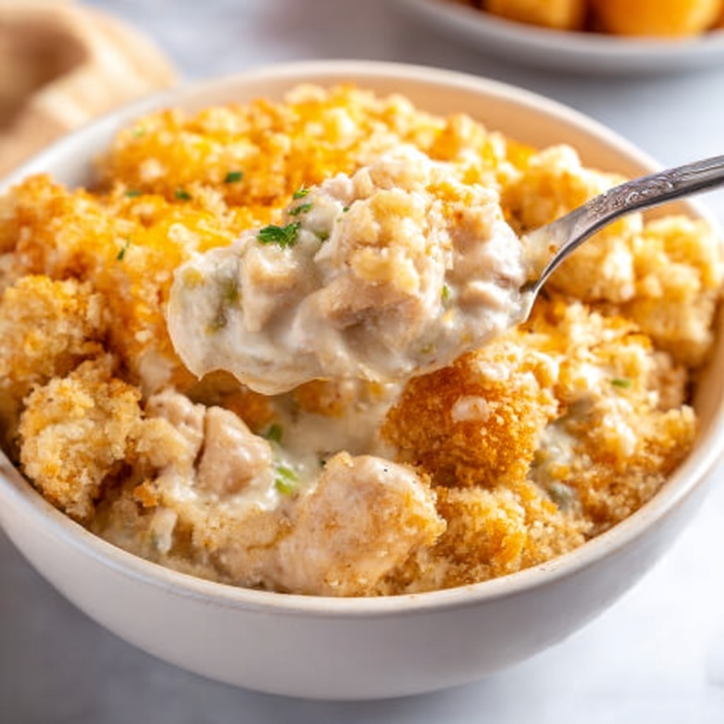 Creamy Chicken Rice Casserole with Ritz Cracker Topping Recipe - Recipe Image