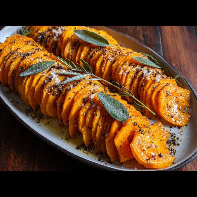 Roasted Hasselback Butternut Squash with Sage Butter Recipe