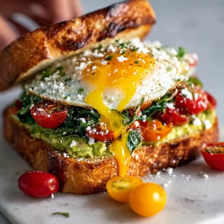 Mediterranean Breakfast Sandwich with Feta, Halloumi, and Fresh Veggies Recipe