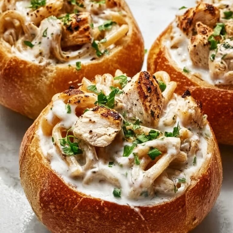 Chicken Alfredo Garlic Bread Bowls Recipe