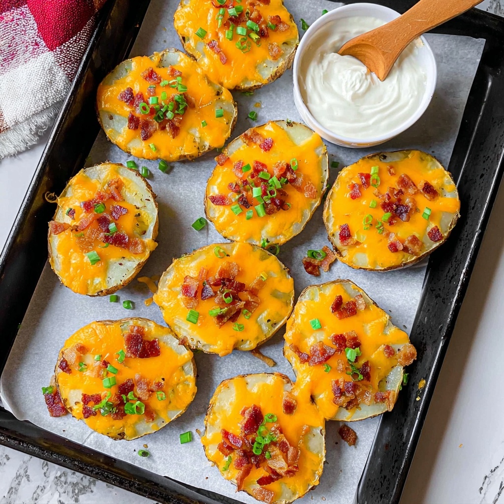 Loaded Baked Potato Slices with Cheddar, Bacon, and Green Onions Recipe - Recipe Image