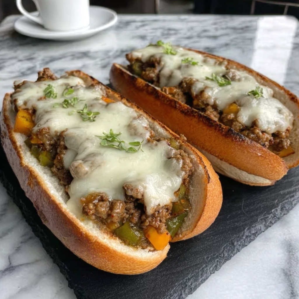 Ground Beef Philly Cheesesteak Recipe - Recipe Image