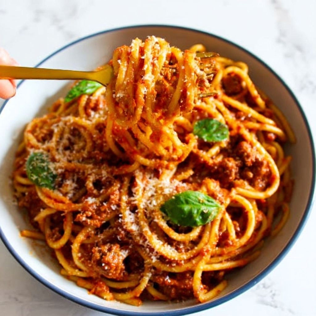 Instant Pot Spaghetti with Meat Sauce and Parmesan Recipe - Recipe Image