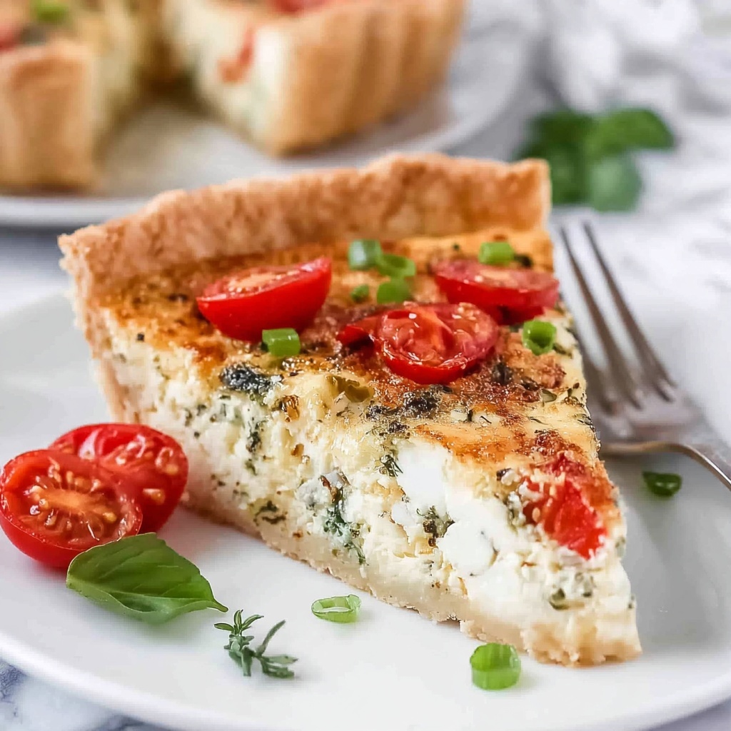 Easy Tomato Spinach Feta Quiche Recipe - Recipe Image