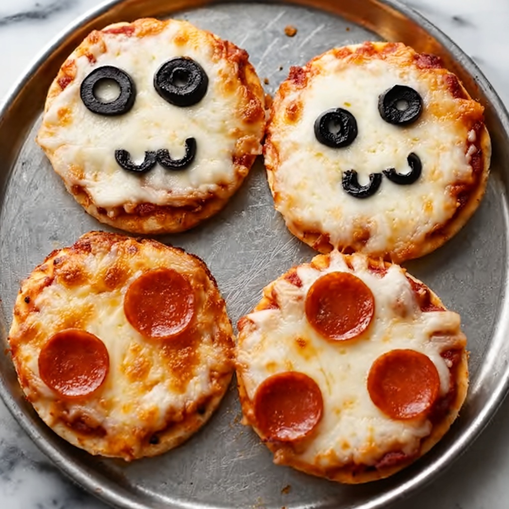 Easy Peasy Mini Halloween Pizzas Recipe - Recipe Image